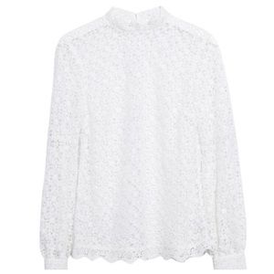 Karlie Kloss Mock Neck Lace Blouse